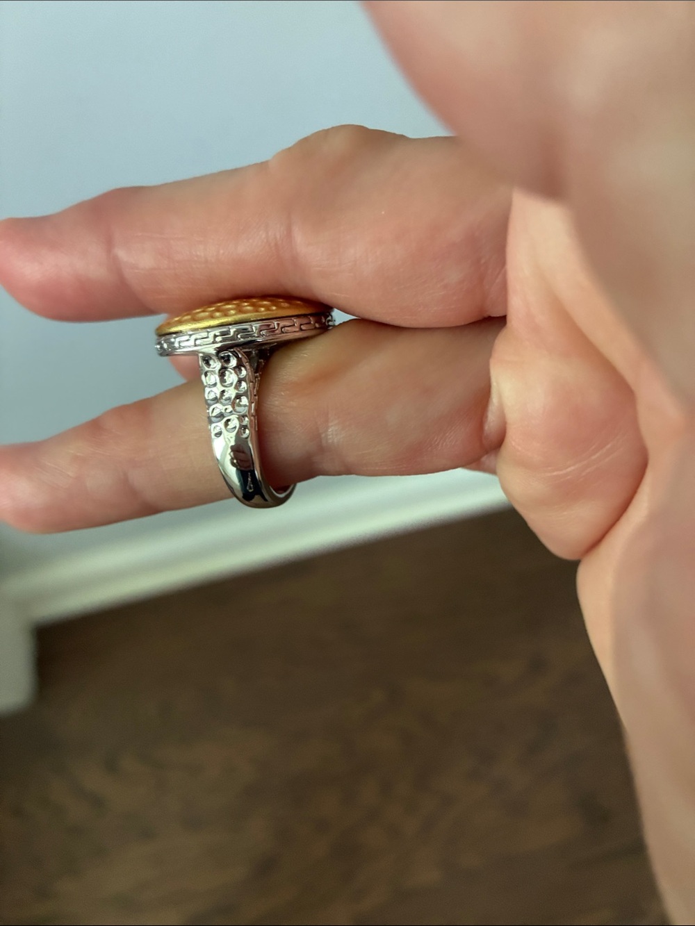 Park Lane ‘Gilded’ Textured Round Gold Tone Statement Ring - Picture 2 of 6